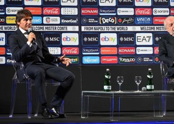 Antonio Conte con Aurelio De Laurentiis (Foto ANSA)