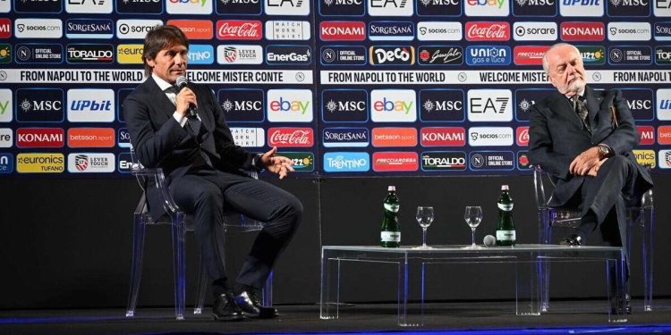 Antonio Conte con Aurelio De Laurentiis (Foto ANSA)