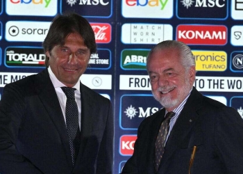 Calciomercato Napoli - La presentazione di Antonio Conte come nuovo allenatore del Napoli (Foto ANSA)