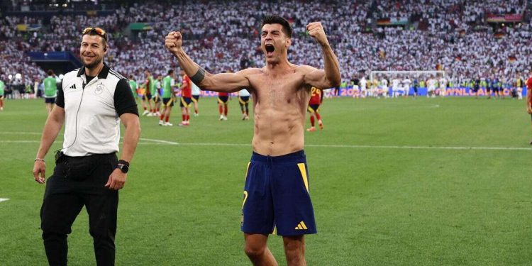 Alvaro Morata esulta agli Europei 2024 (Foto ANSA)