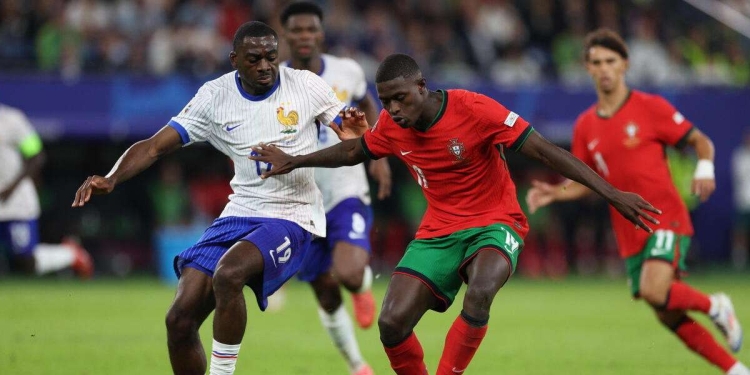 Youssouf Fofana e Nuno Mendes in Portogallo Francia agli Europei 2024 (Foto ANSA)