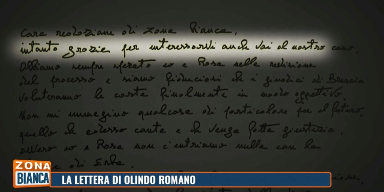 La lettera di Olindo a Zona Bianca