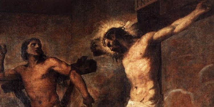 "Gesù Cristo e il buon ladrone" di Tiziano Vecellio (particolare)