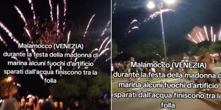 Venezia, fuochi d'artificio sulla folla