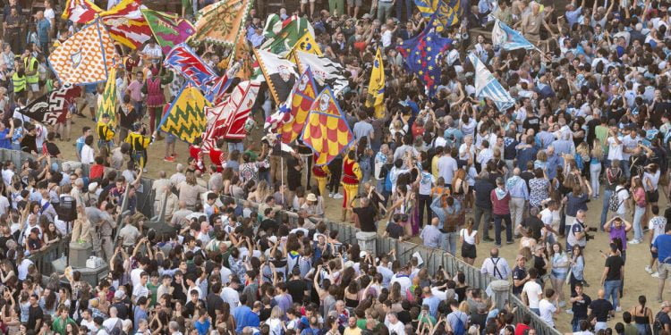 Un'immagine dal Palio di Siena 2024 (Foto ANSA)