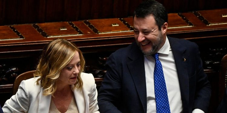 Meloni e Salvini in Parlamento