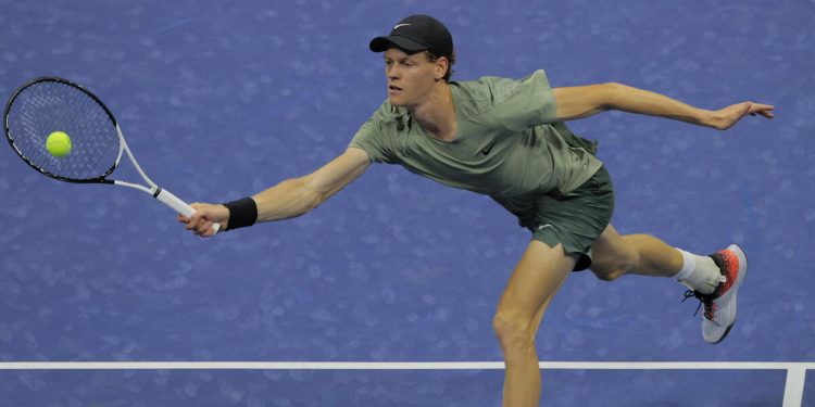 Jannik Sinner in azione agli Us Open 2024 (Foto ANSA)