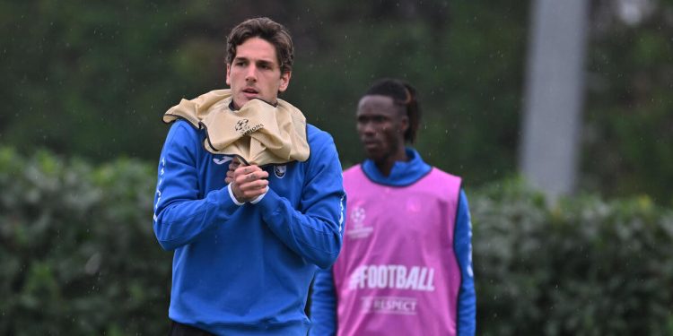 Nicolò Zaniolo in allenamento con l'Atalanta (Foto ANSA)