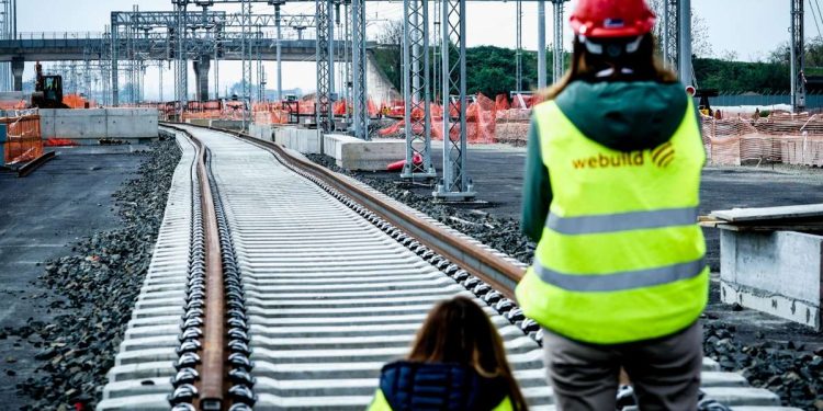 Cantiere dei lavori del terzo valico ferroviario. Alessandria 21 aprile 2023 ANSA/TINO ROMANO