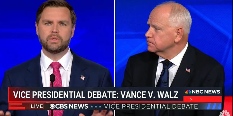 Vance e Walz il confronto in tv (screen da Youtube)