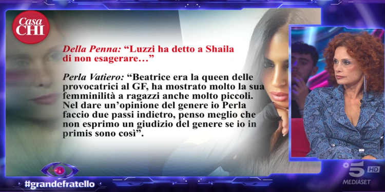 Beatrice Luzzi risponde a Perla Vatiero al Grande Fratello 2024 (screen da TV)