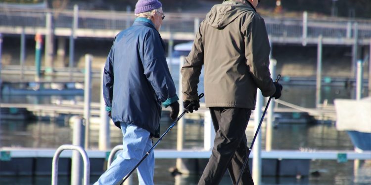 Due anziani a passeggio