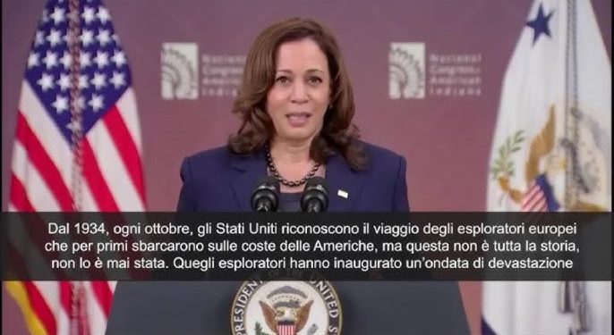 Il discorso di Kamala Harris del 2021 (screen Il Sole 24 Ore)