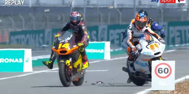 Tony Arbolino, incidente in Moto2 (screen Youtube)