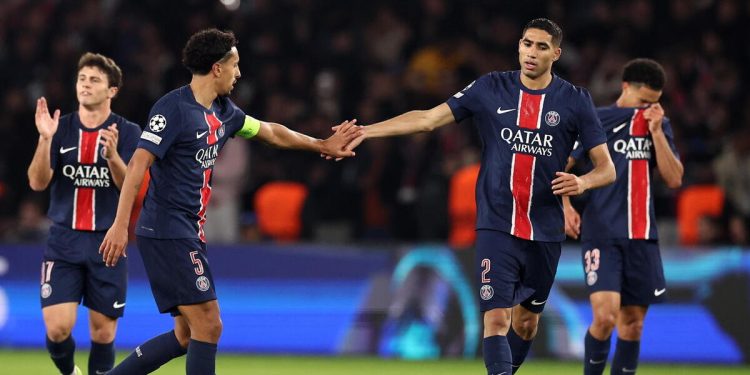 Marquinhos e Achraf Hakimi in campo con il Psg (Foto ANSA)