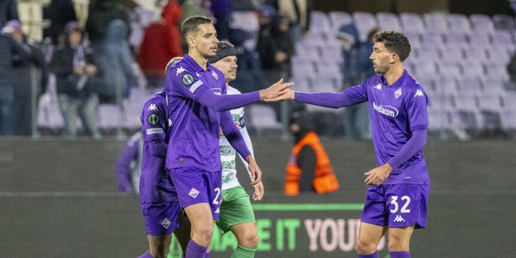 Matias Moreno e Danilo Cataldi in Conference League con la Fiorentina (Foto ANSA)