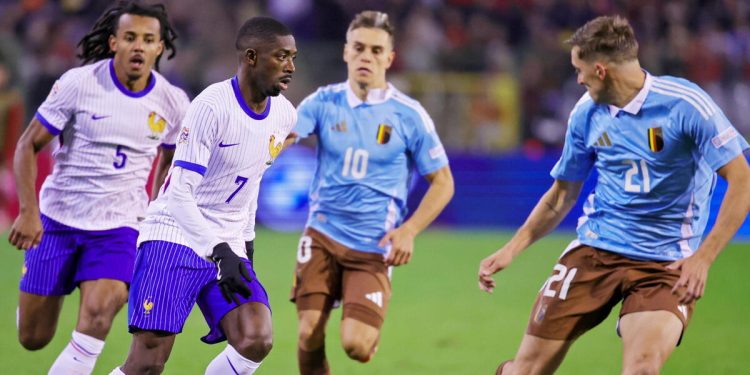 Ousmane Dembélé con la Francia contro il Belgio (Foto ANSA)