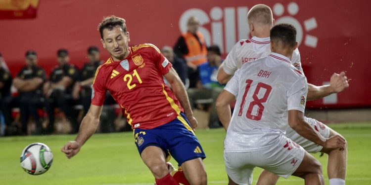 Un momento di Spagna Danimarca di Nations League (Foto ANSA)