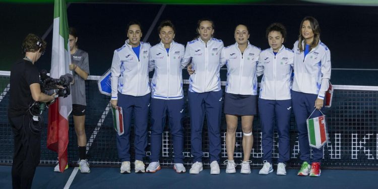 L'Italia in campo per la Billie Jean King Cup 2024 (Foto ANSA)