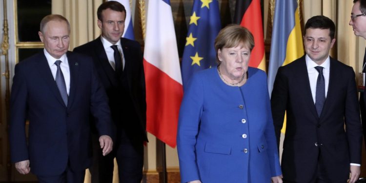 Merkel, Putin, Zelensky, Macron