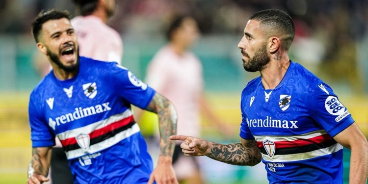 Gennaro Tutino esulta con la Sampdoria (da facebook.com/sampdoria)