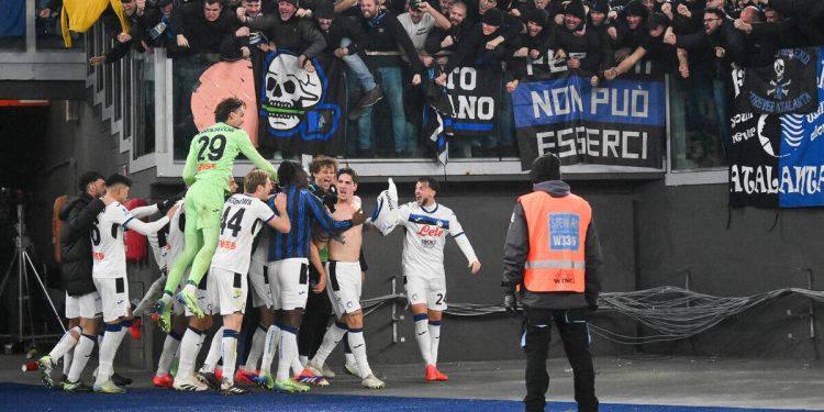 L'esultanza dell'Atalanta allo stadio Olimpico (Foto ANSA)