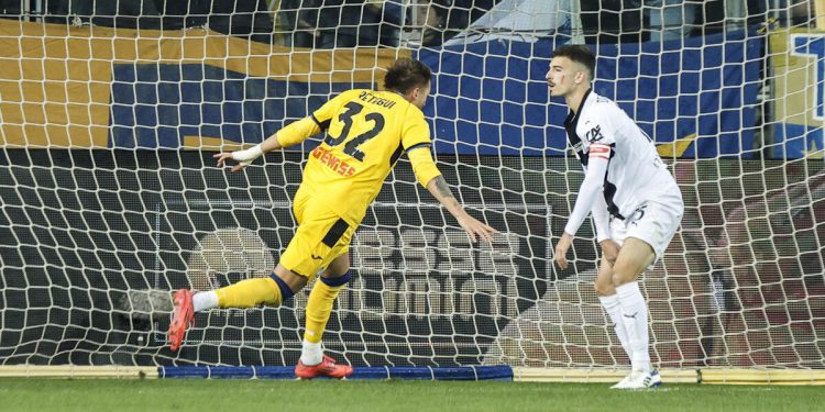 Mateo Retegui in gol con l'Atalanta (Foto ANSA)