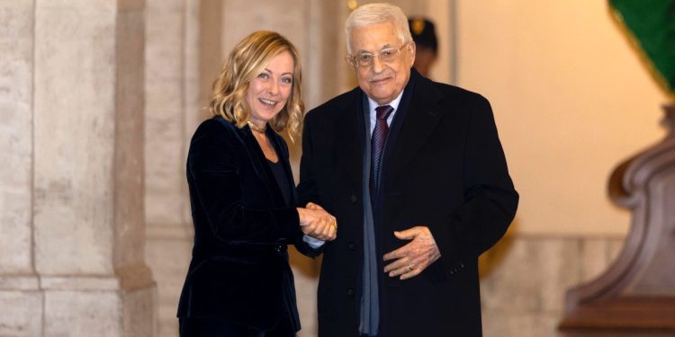 Abu Mazen con Giorgia Meloni