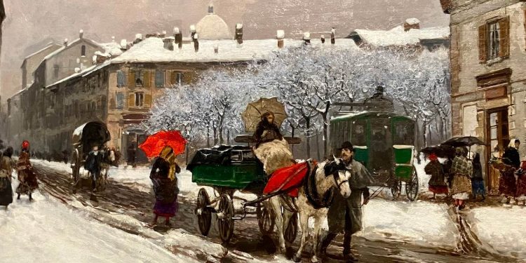 Mosè Bianchi, "La prima neve" (1890, particolare)