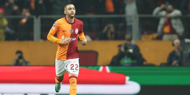 Hakim Ziyech con la maglia del Galatasaray (Foto ANSA)