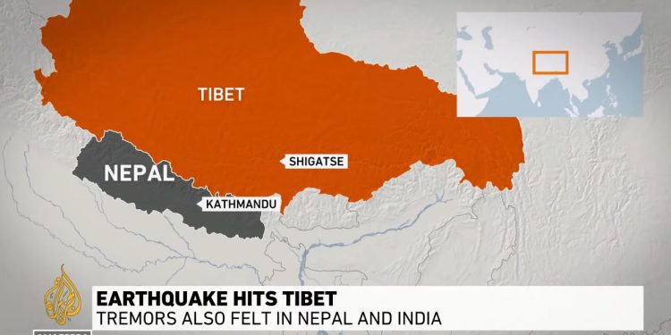 Terremoto in Tibet, screen da Youtube