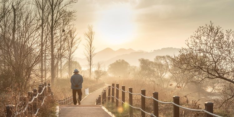 Anziano che passeggia